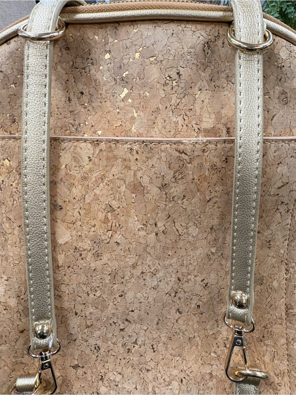 Miztique Cork Backpack with Metallic Gold Straps